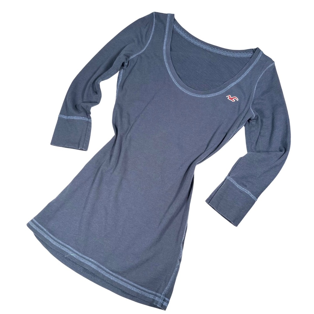 Y2K Hollister Long Top, 3/4 Sleeves, Navy Blue, Bella Swan, Size Medium
